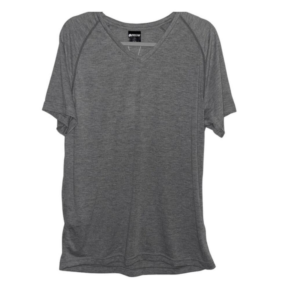 FIRSTAR Slight V Neck Gray Cool Skin T-Shirt - Large